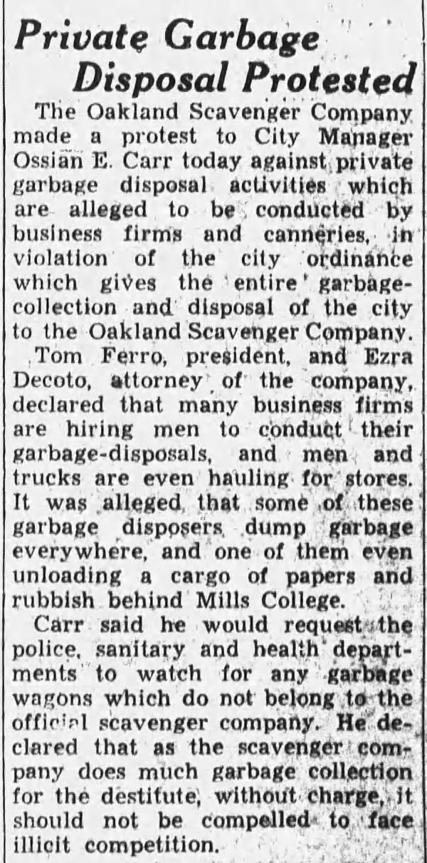 1933-08-18 Oak scavengers protest private haulers