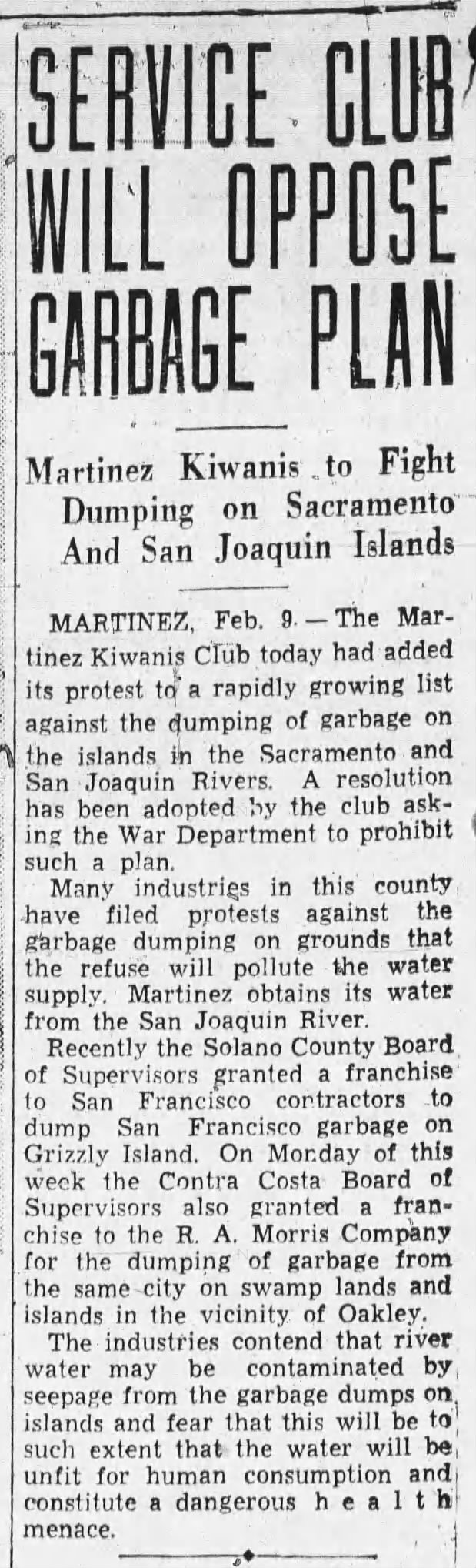 1935-02-09 Martinez club opposes dumping on Delta islands