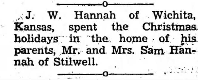 J.W. Hannah/Kansas
OK
Stilwell Democrat-Journal
Dec. 27, 1956