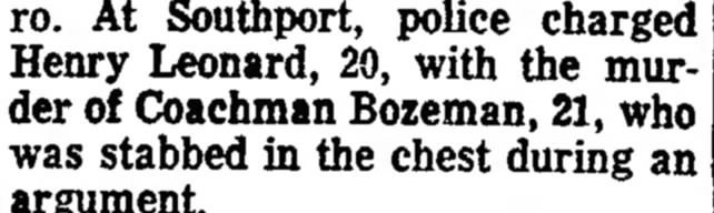 Statesville Recorder  Lanmark 3 Sep 1951 Coachman Bozeman murdered
