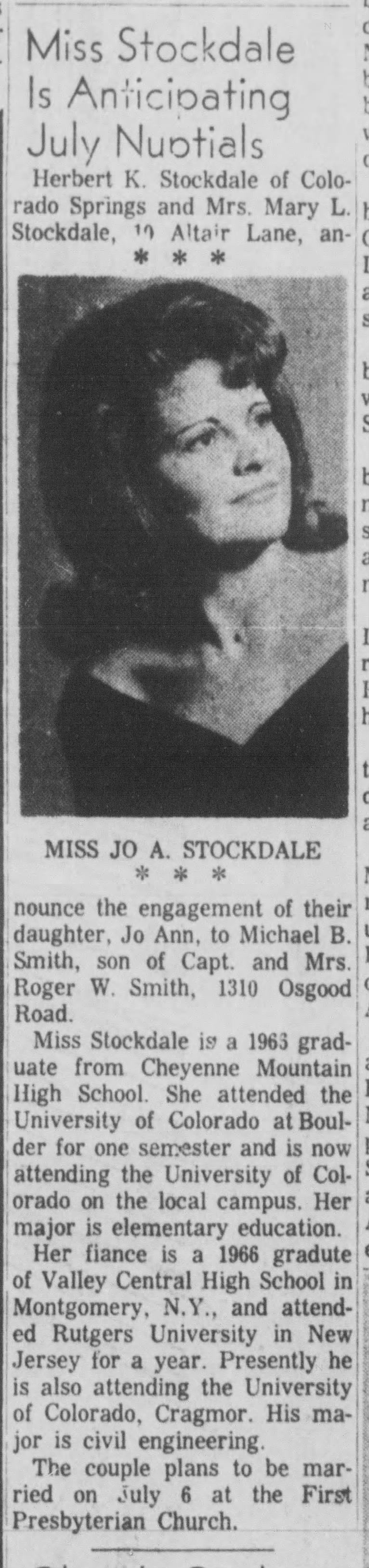 wedding announcement of Jo Ann Stockdale