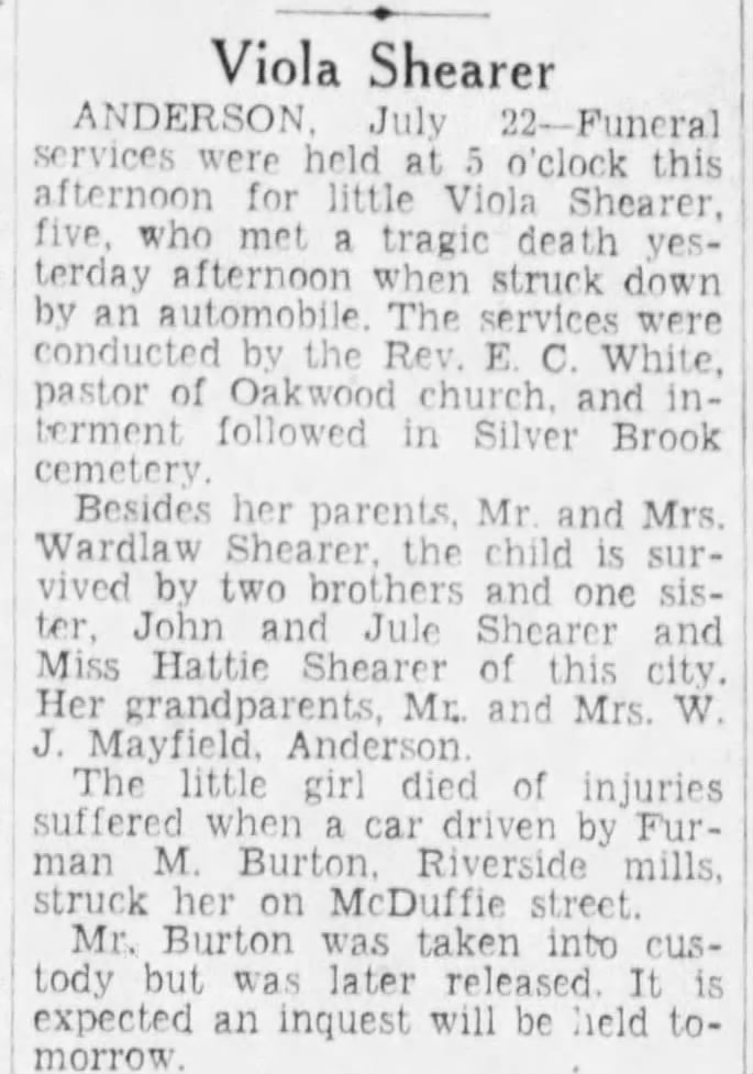 Viola June Shearer Greenville News 23 Jul 1934 p7