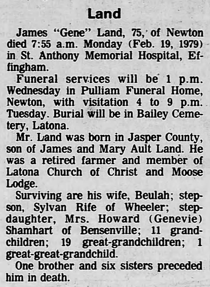 Gene Land Obituary