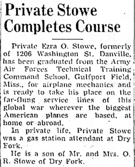 Ezra Oscar Stowe Uncle Feb.
11 1943.