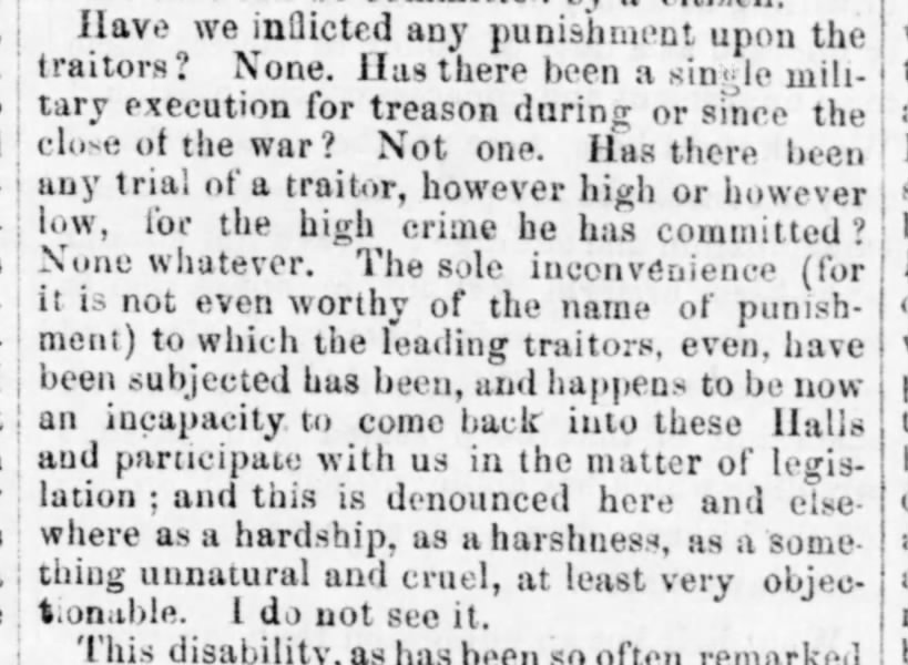 leniency toward the South after Civil War, 1870