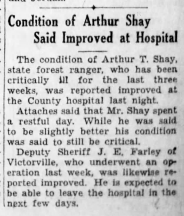 1931-3-26 Condition of Arthur Shay Said Improved  