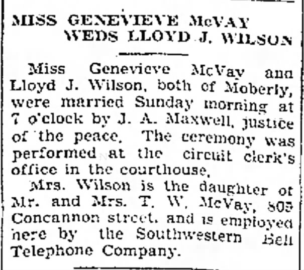 McVay Moberly MO 31 Oct 1933