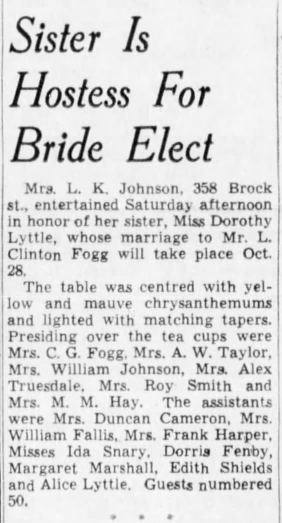 Winnipeg Tribune, 24 Oct 1939, Page 8, Women News Section.