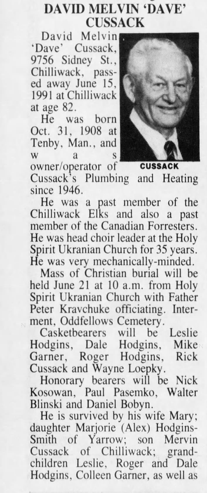 The Chilliwack Progress, BC 19 Jun 1991, Wed., pg 8 part 1
