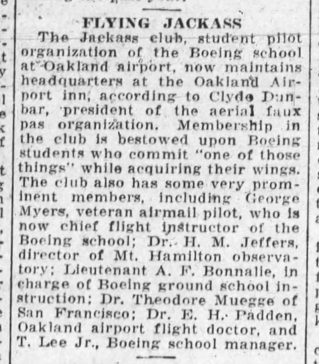 Flying jackass Club at Boeing School