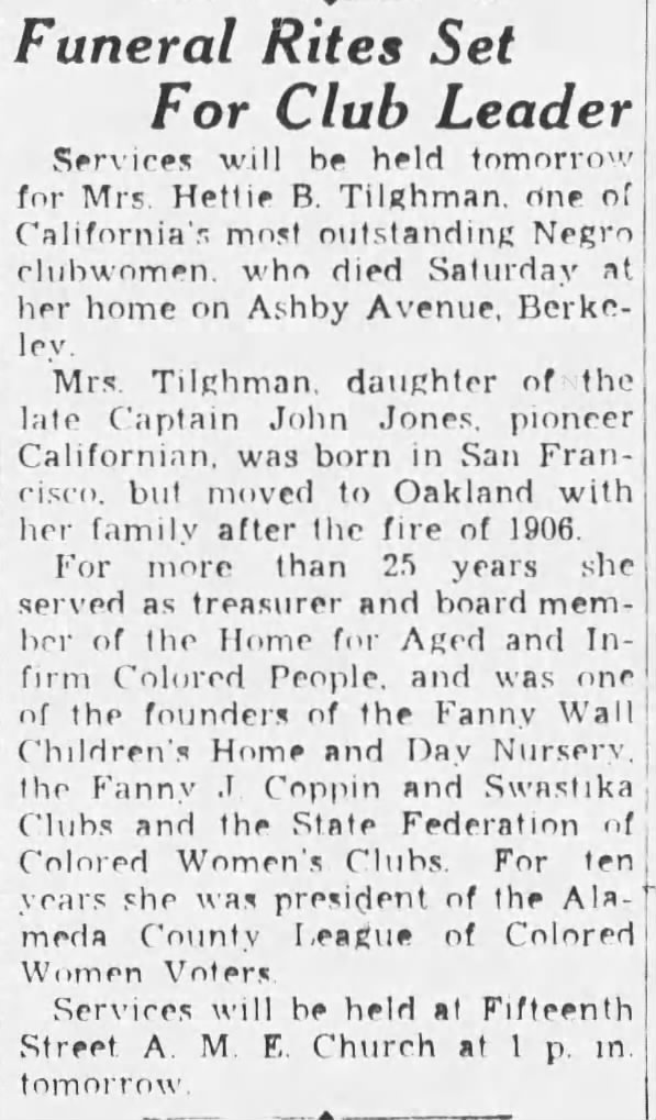 Obituary for Hettie B. Tilghman