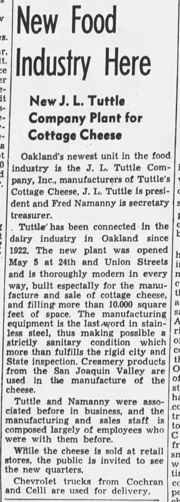 new Tuttle Cheese plant at 24th and Union