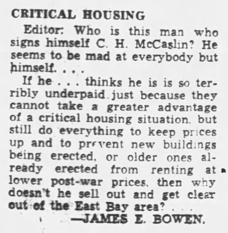 letter to the editor -- who is Clifford McCaslin? Seems mad at everybody but himself