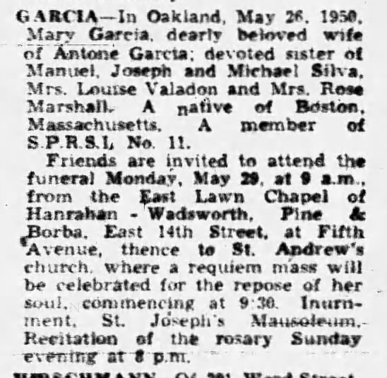 obituary for Mary Silva Garcia