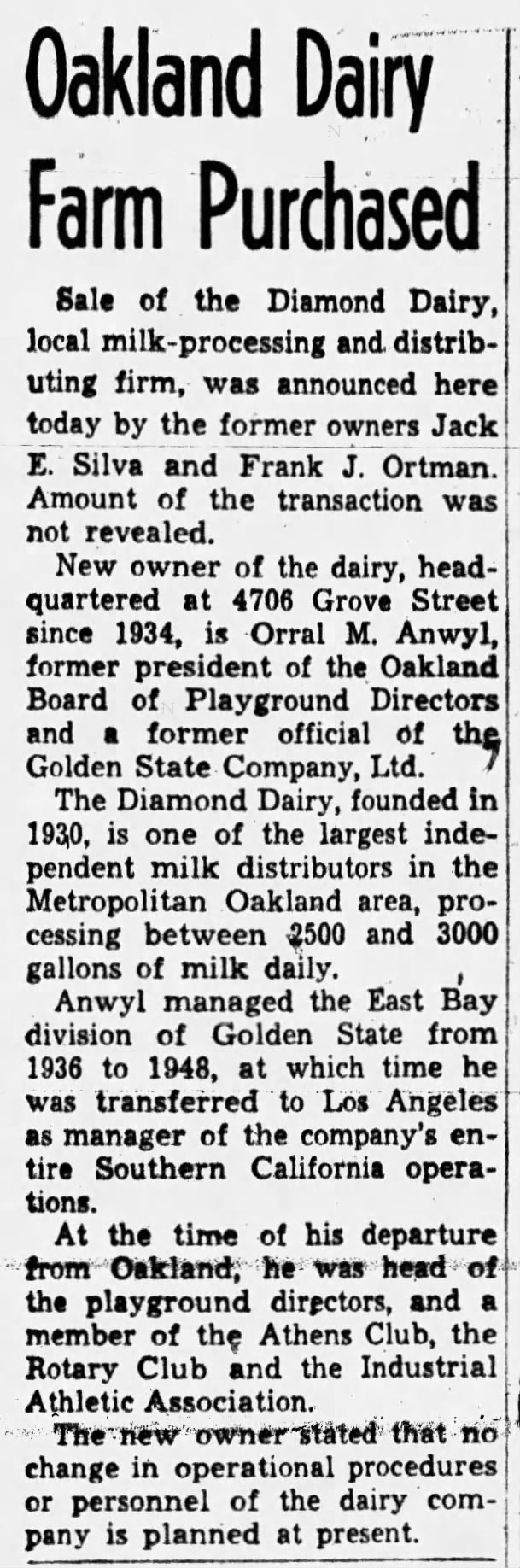 Diamond Dairy sold by Frank Ortman and Jack Silva
