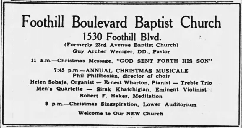 now Foothill Boulevard Baptist