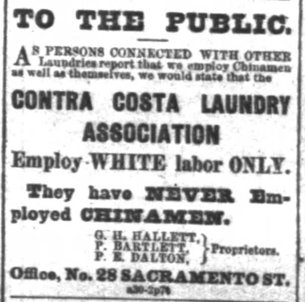 Contra Costa Laundry -- employs white labor only