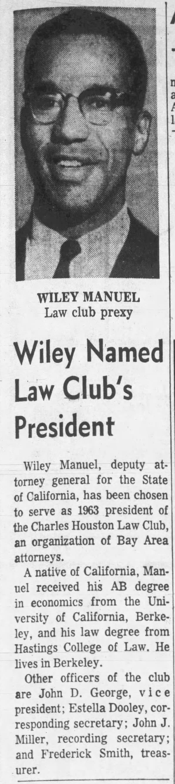 Wiley - pres. of Charles Houston law club