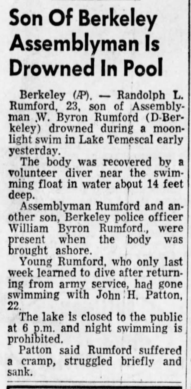 Randolph Rumford drowns