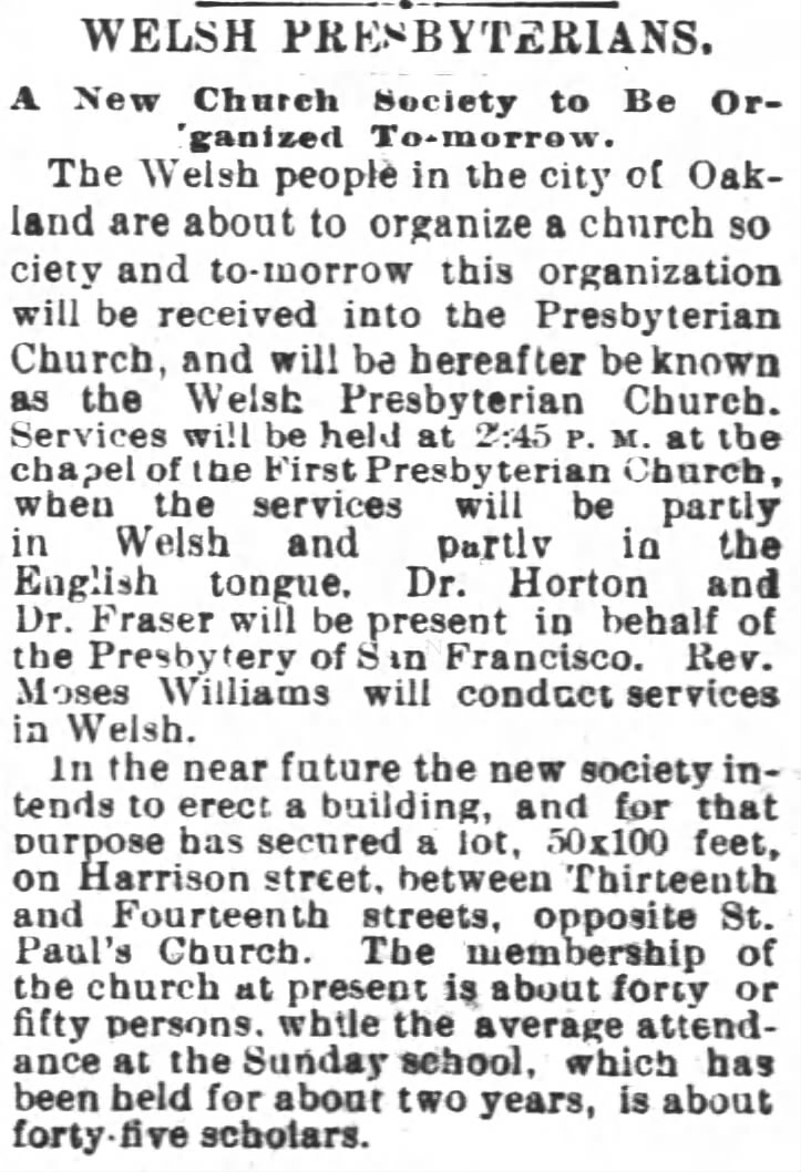 Welsh Presbyterian organized