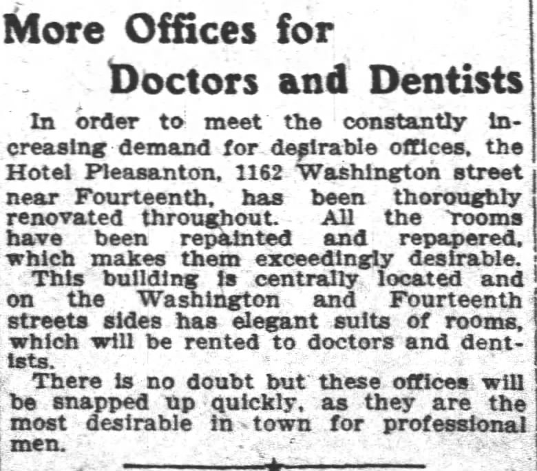 Hotel Pleasant -- more offices for doctors and dentists