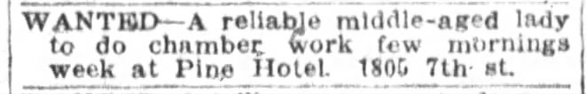 Hotel Pine -- help wanted