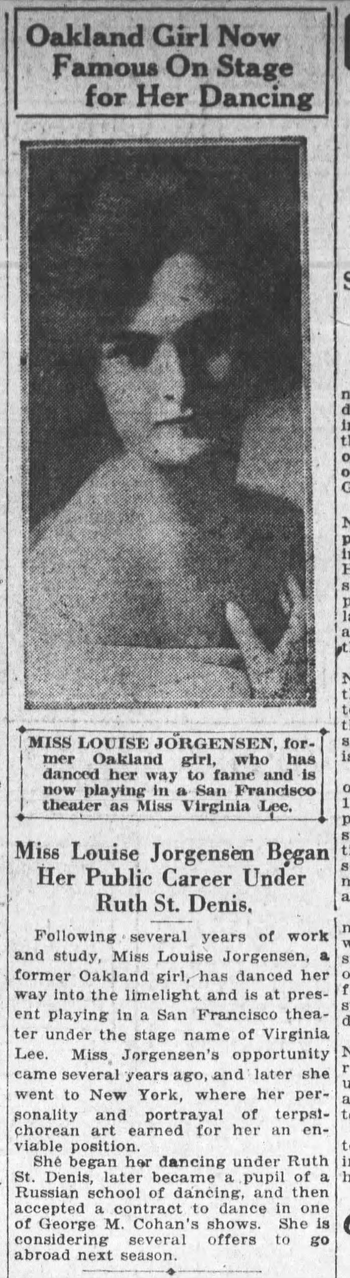 Louise Jorgensen -- now famous for her dancing