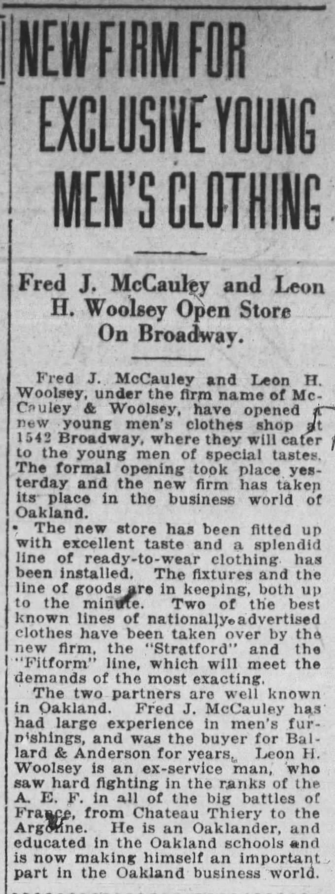 McCauley-Woolsey opening