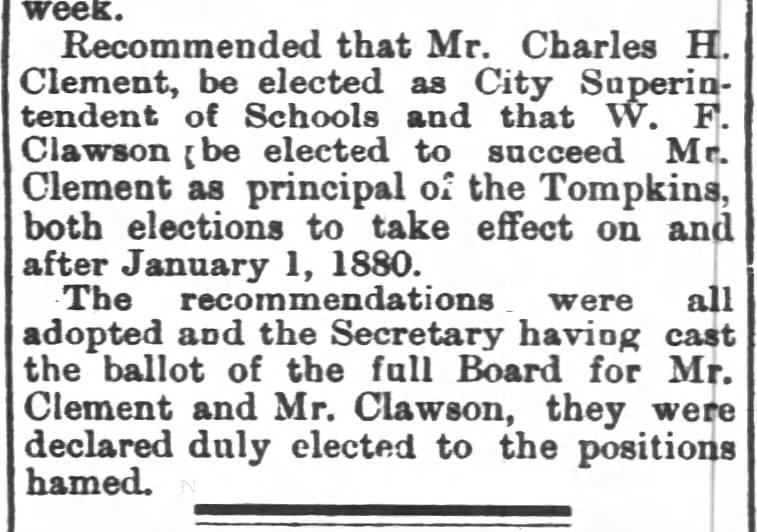 William F. Clawson elected principal of Tompkins School