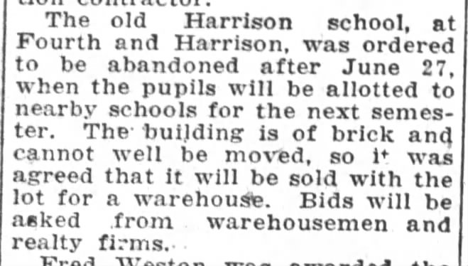Old Harrison School was closed - June 09, 1925