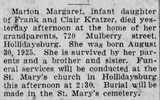 Marian Margaret Kratzer - obituary