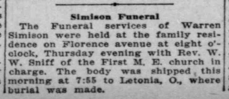 Warren R. Simison - funeral