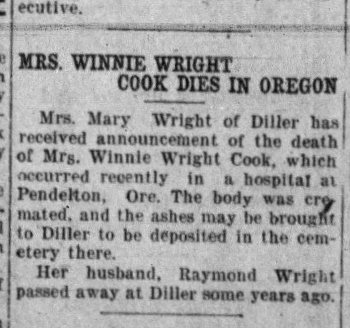 Winnie Wright Cook obituary
