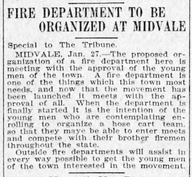 Midvale Fire Organized