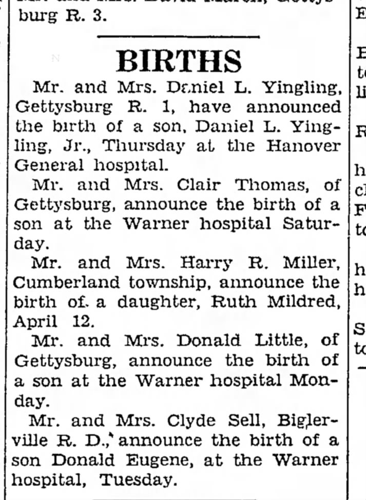 Birth Announcement 
Donald Sell