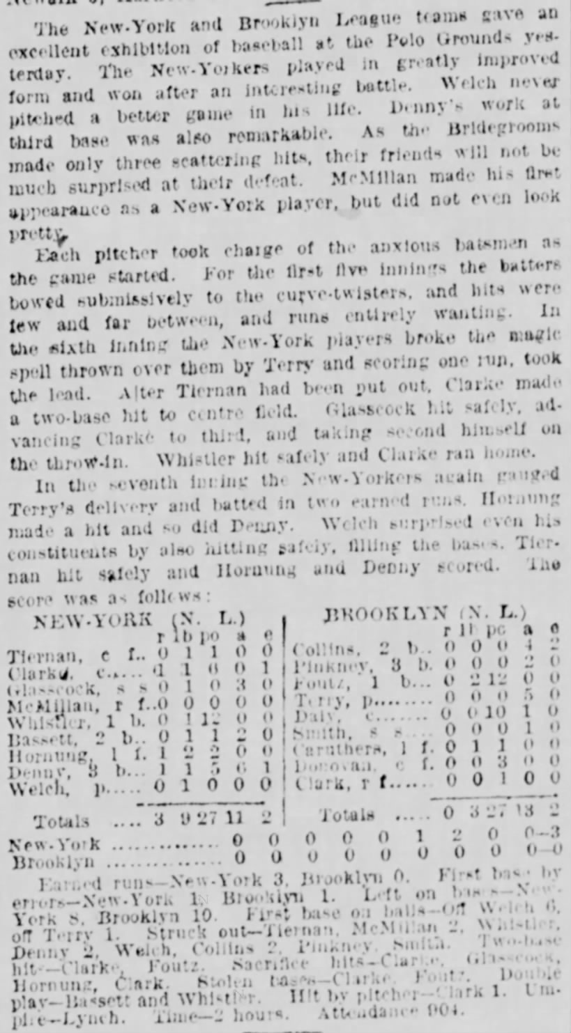 August 11, 1890
Mickey Welch's 300th Win