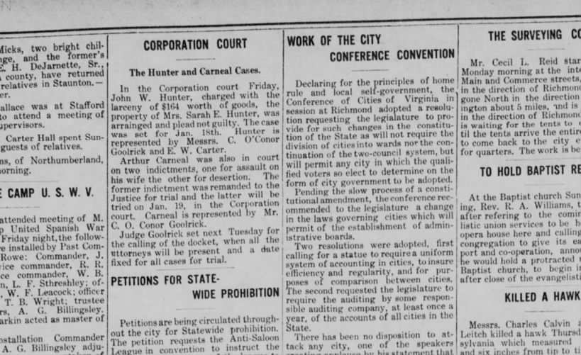 Jan. 11, 1910 - Arthur Carneal - 2 indictments