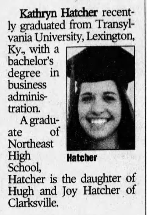 Kathryn Hatcher Graduated from Transylvania University
