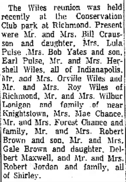 August 26, 1960 -Wiles Family Reunion