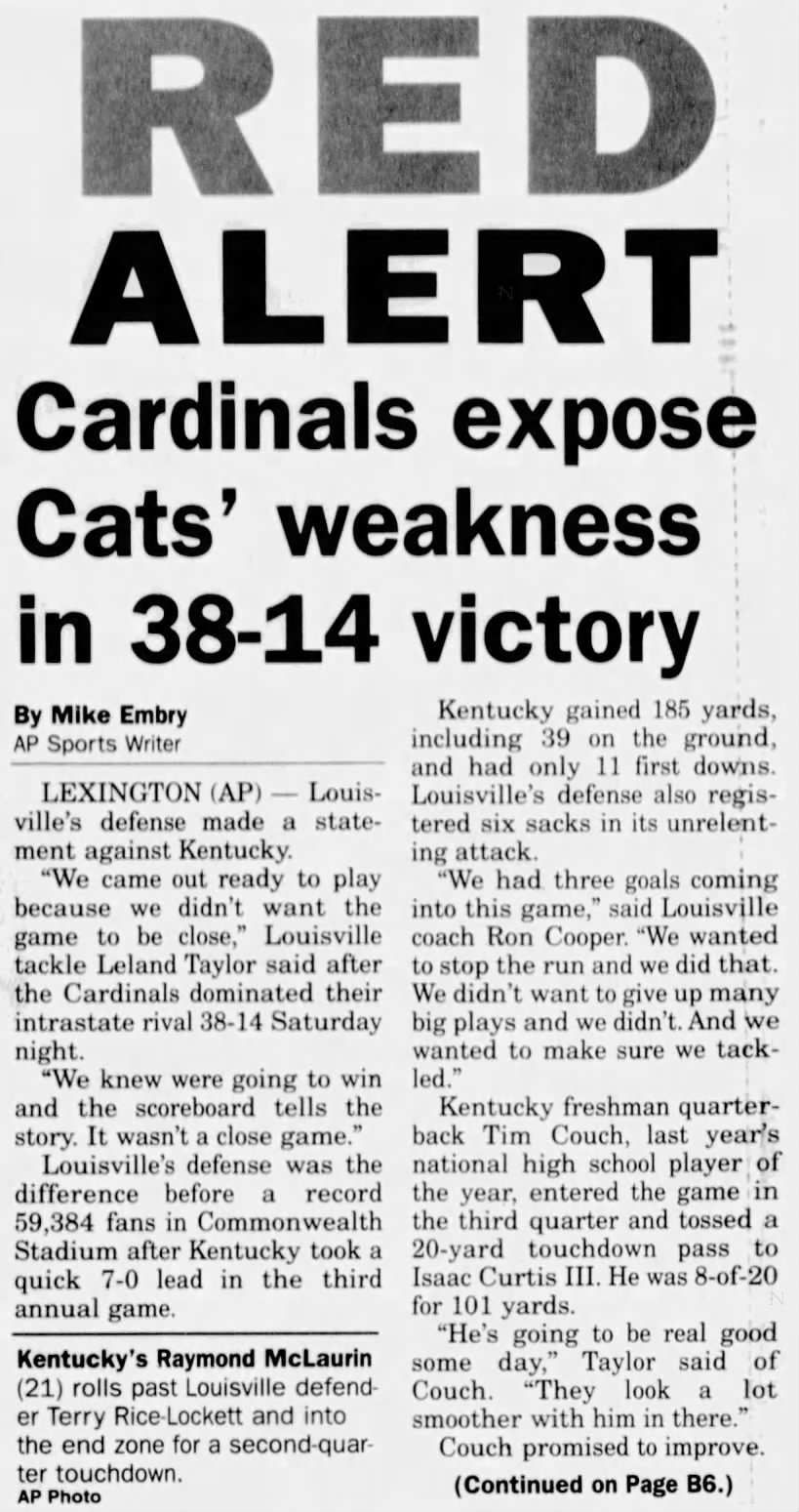 Red alert, Cardinals expose Cats' weakness in 38–14 victory