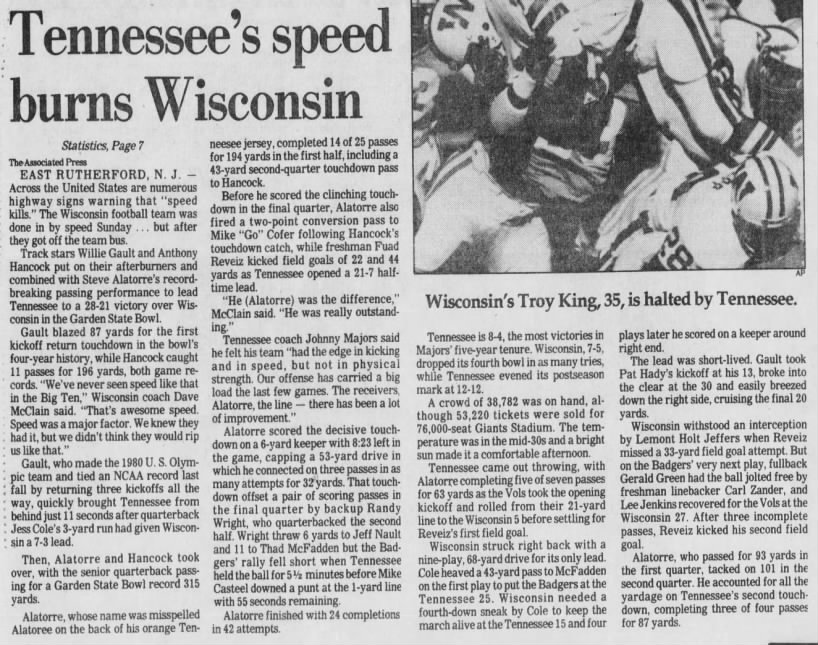Tennessee's speed burns Wisconsin