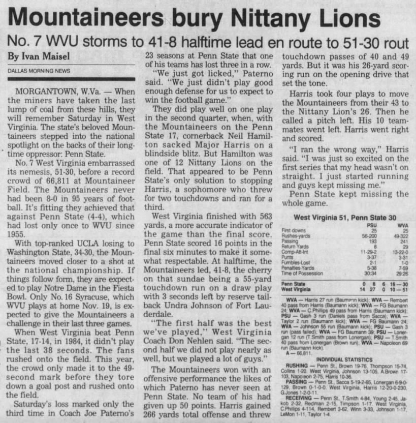 Mountaineers bury Nittany Lions
