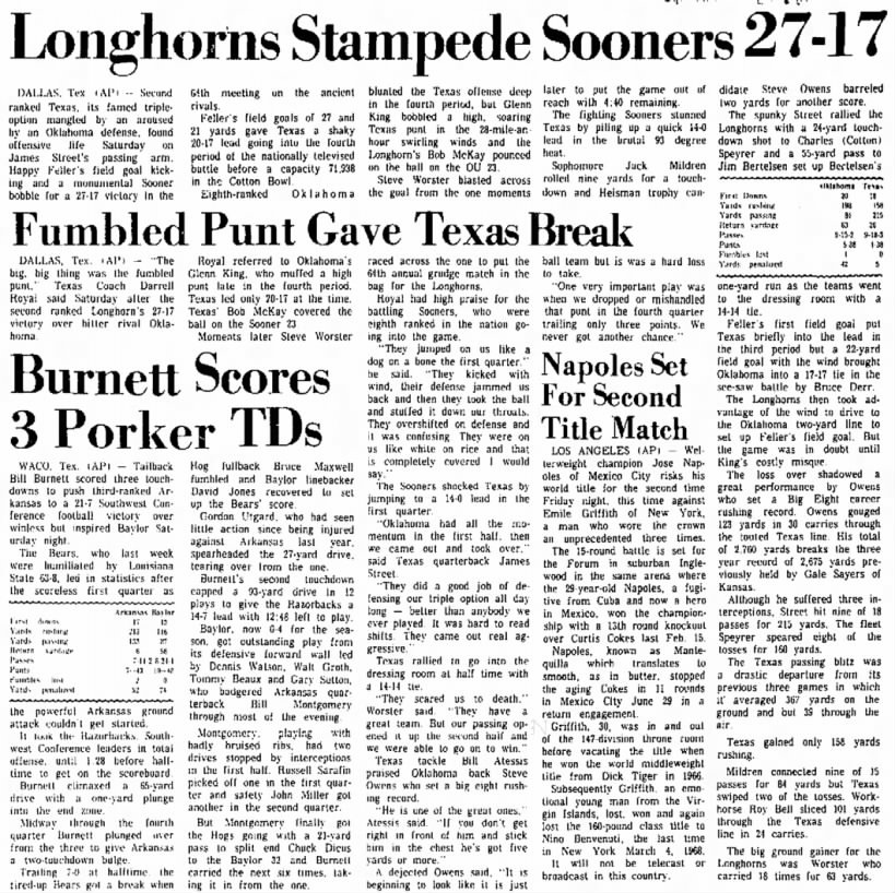 Longhorns stampede Sooners 27–17