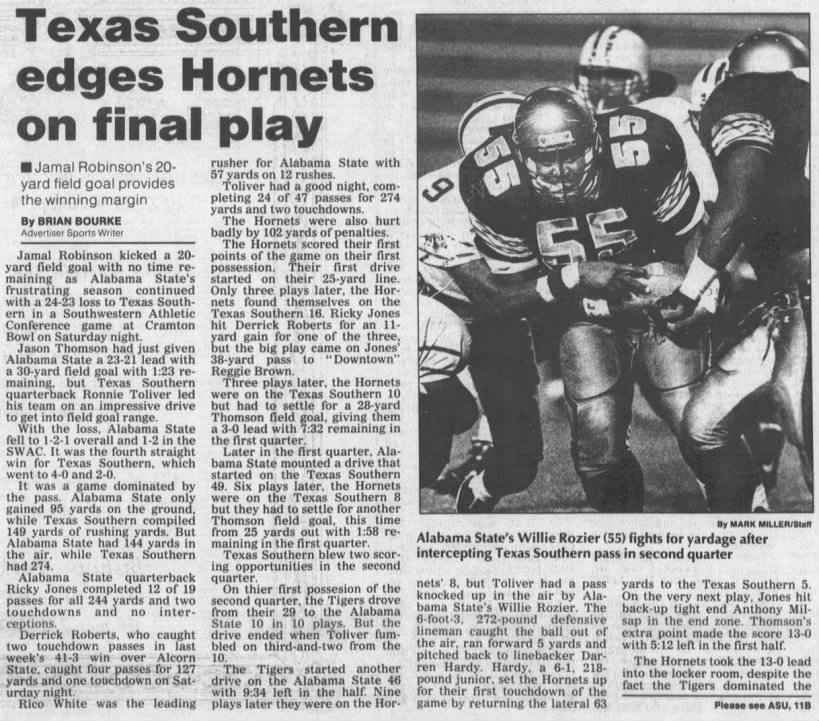 Texas Southern edges Hornets on final play
