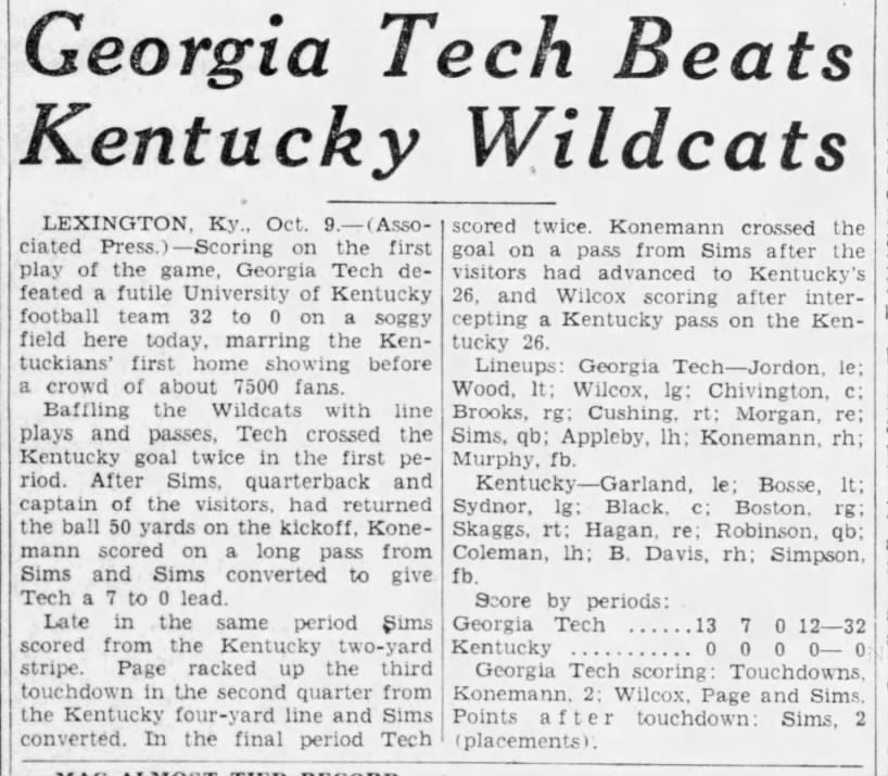 Georgia Tech beats Kentucky Wildcats