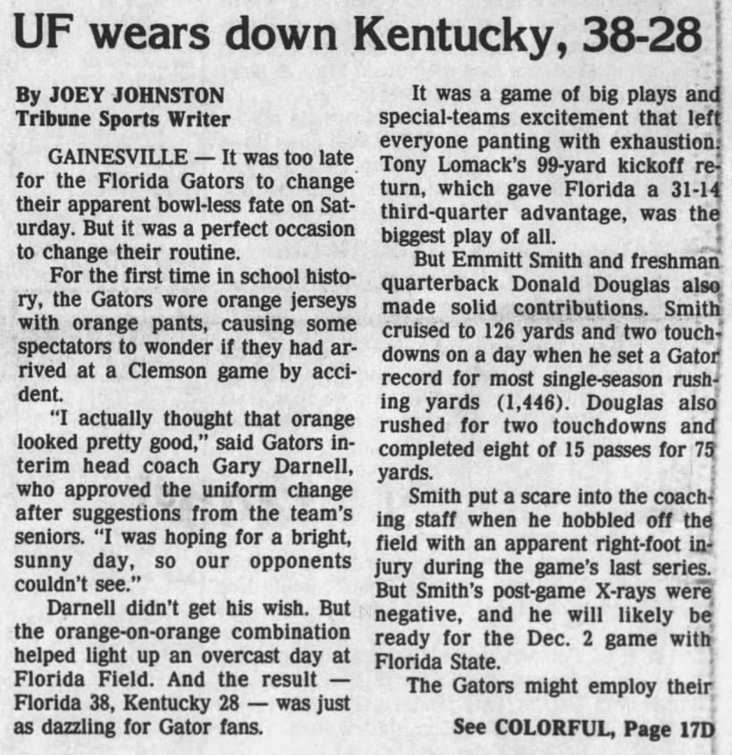 UF wears ddown Kentucky, 38–28