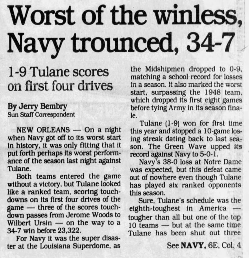 Worst of the winless, Navy trounced, 34–7