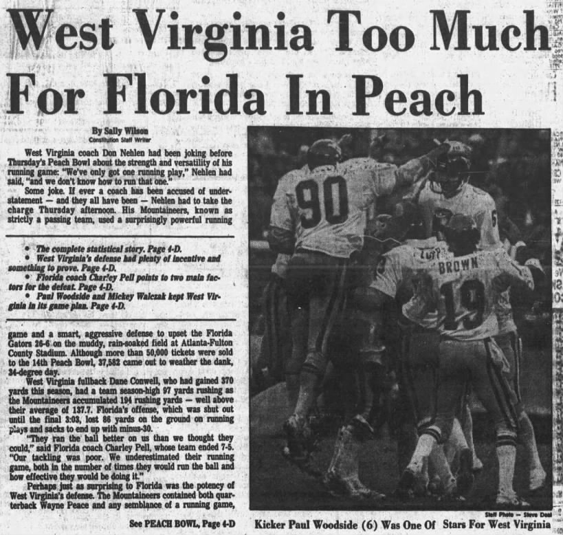 West Virginia too much for Florida in Peach
