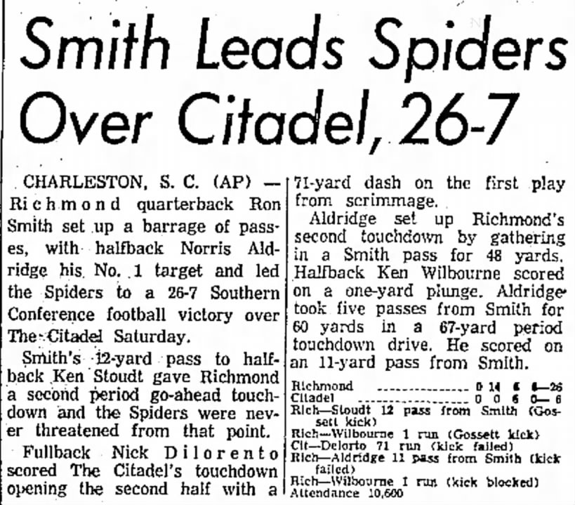 Smith leads Spiders over Citadel, 24–6