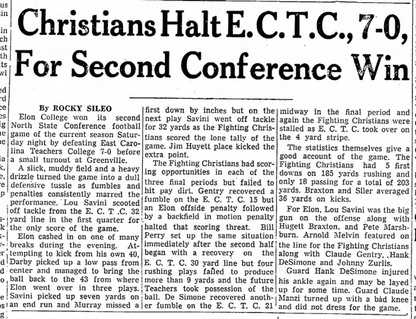 Christians halt E.C.T.C., 7–0, for second conference win